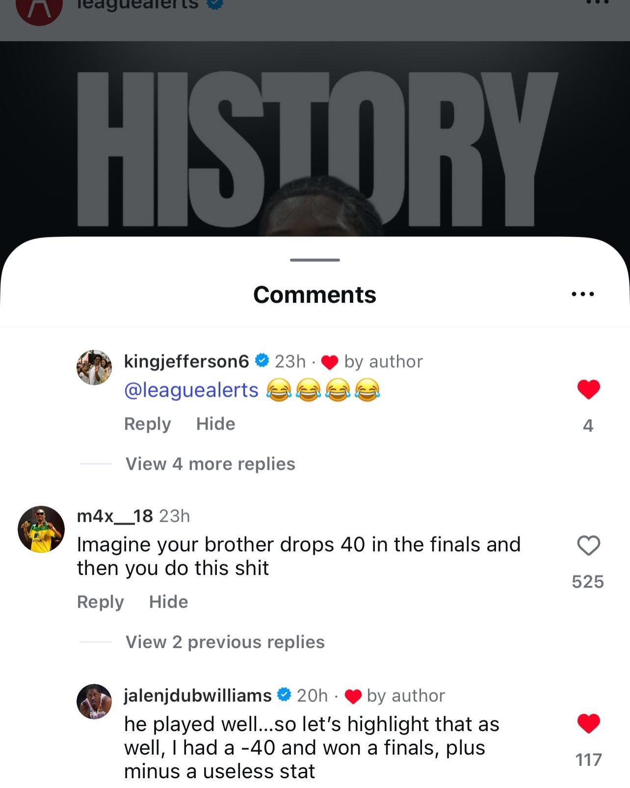 弟弟-60正负值创纪录，杰威：正负值没用，我还在总决赛-40呢